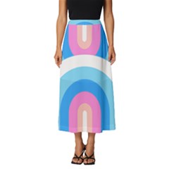 Rainbow T- Shirt Aqua Double Rainbow Arc T- Shirt Classic Midi Chiffon Skirt