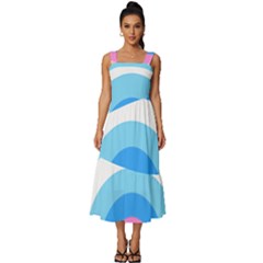 Rainbow T- Shirt Aqua Double Rainbow Arc T- Shirt Square Neckline Tiered Midi Dress