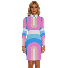 Rainbow T- Shirt Aqua Double Rainbow Arc T- Shirt Long Sleeve Shirt Collar Bodycon Dress