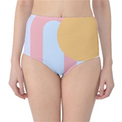 Rainbow T- Shirt Blue Rainbow Arc With Sun T- Shirt Classic High-waist Bikini Bottoms by maxcute