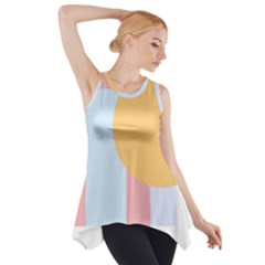 Rainbow T- Shirt Blue Rainbow Arc With Sun T- Shirt Side Drop Tank Tunic by maxcute