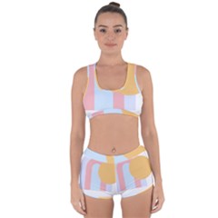 Rainbow T- Shirt Blue Rainbow Arc With Sun T- Shirt Racerback Boyleg Bikini Set by maxcute