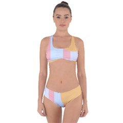 Rainbow T- Shirt Blue Rainbow Arc With Sun T- Shirt Criss Cross Bikini Set by maxcute