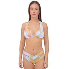 Rainbow T- Shirt Blue Rainbow Arc With Sun T- Shirt Double Strap Halter Bikini Set by maxcute