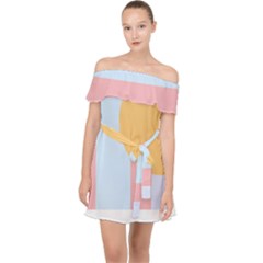 Rainbow T- Shirt Blue Rainbow Arc With Sun T- Shirt Off Shoulder Chiffon Dress by maxcute