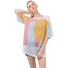 Rainbow T- Shirt Blue Rainbow Arc With Sun T- Shirt Oversized Chiffon Top by maxcute