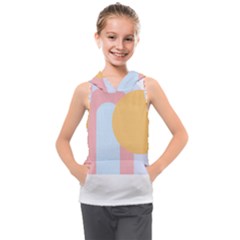 Rainbow T- Shirt Blue Rainbow Arc With Sun T- Shirt Kids  Sleeveless Hoodie by maxcute