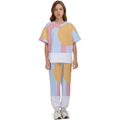 Rainbow T- Shirt Blue Rainbow Arc With Sun T- Shirt Kids  Tee And Pants Sports Set by maxcute