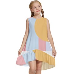 Rainbow T- Shirt Blue Rainbow Arc With Sun T- Shirt Kids  Frill Swing Dress by maxcute