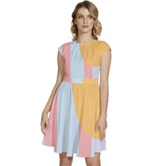 Rainbow T- Shirt Blue Rainbow Arc With Sun T- Shirt Cap Sleeve High Waist Dress