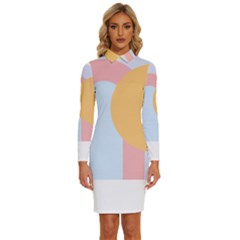 Rainbow T- Shirt Blue Rainbow Arc With Sun T- Shirt Long Sleeve Shirt Collar Bodycon Dress by maxcute