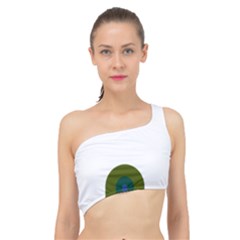 Rainbow T- Shirt Pink And Green Double Rainbow Arc T- Shirt Spliced Up Bikini Top  by maxcute