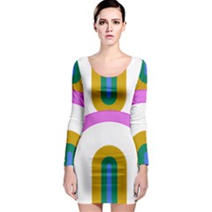 Rainbow T- Shirt Pink Double Rainbow Arc T- Shirt Long Sleeve Bodycon Dress by maxcute