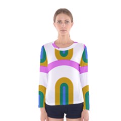 Rainbow T- Shirt Pink Double Rainbow Arc T- Shirt Women s Long Sleeve Tee