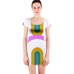 Rainbow T- Shirt Pink Double Rainbow Arc T- Shirt Short Sleeve Bodycon Dress by maxcute