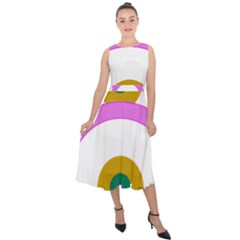 Rainbow T- Shirt Pink Double Rainbow Arc T- Shirt Midi Tie-back Chiffon Dress by maxcute