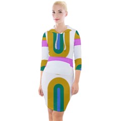 Rainbow T- Shirt Pink Double Rainbow Arc T- Shirt Quarter Sleeve Hood Bodycon Dress by maxcute