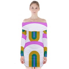 Rainbow T- Shirt Pink Double Rainbow Arc T- Shirt Long Sleeve Off Shoulder Dress by maxcute