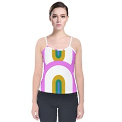 Rainbow T- Shirt Pink Double Rainbow Arc T- Shirt Velvet Spaghetti Strap Top by maxcute