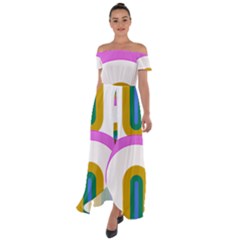 Rainbow T- Shirt Pink Double Rainbow Arc T- Shirt Off Shoulder Open Front Chiffon Dress by maxcute