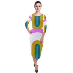 Rainbow T- Shirt Pink Double Rainbow Arc T- Shirt Quarter Sleeve Midi Velour Bodycon Dress by maxcute