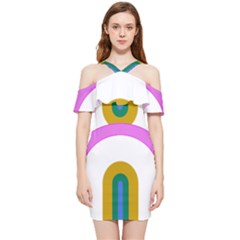 Rainbow T- Shirt Pink Double Rainbow Arc T- Shirt Shoulder Frill Bodycon Summer Dress by maxcute