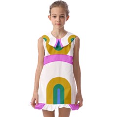 Rainbow T- Shirt Pink Double Rainbow Arc T- Shirt Kids  Pilgrim Collar Ruffle Hem Dress by maxcute