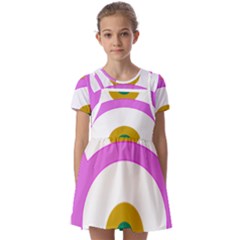 Rainbow T- Shirt Pink Double Rainbow Arc T- Shirt Kids  Short Sleeve Pinafore Style Dress