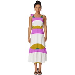 Rainbow T- Shirt Pink Double Rainbow Arc T- Shirt Tie-strap Tiered Midi Chiffon Dress