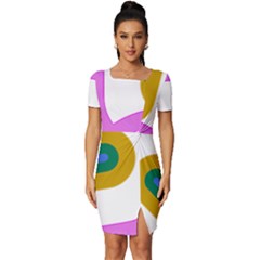 Rainbow T- Shirt Pink Double Rainbow Arc T- Shirt Fitted Knot Split End Bodycon Dress by maxcute