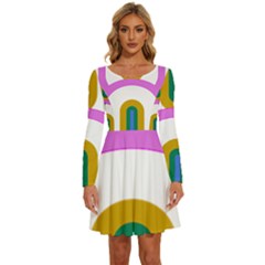 Rainbow T- Shirt Pink Double Rainbow Arc T- Shirt Long Sleeve Wide Neck Velour Dress by maxcute