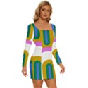 Rainbow T- Shirt Pink Double Rainbow Arc T- Shirt Long Sleeve Square Neck Bodycon Velour Dress View3