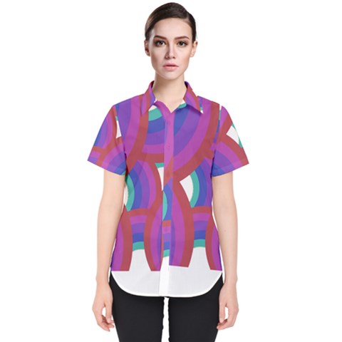 Rainbow T- Shirt Psychedelic Rainbow T- Shirt Women s Short Sleeve Shirt by maxcute