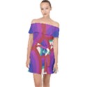 Rainbow T- Shirt Psychedelic Rainbow T- Shirt Off Shoulder Chiffon Dress View1