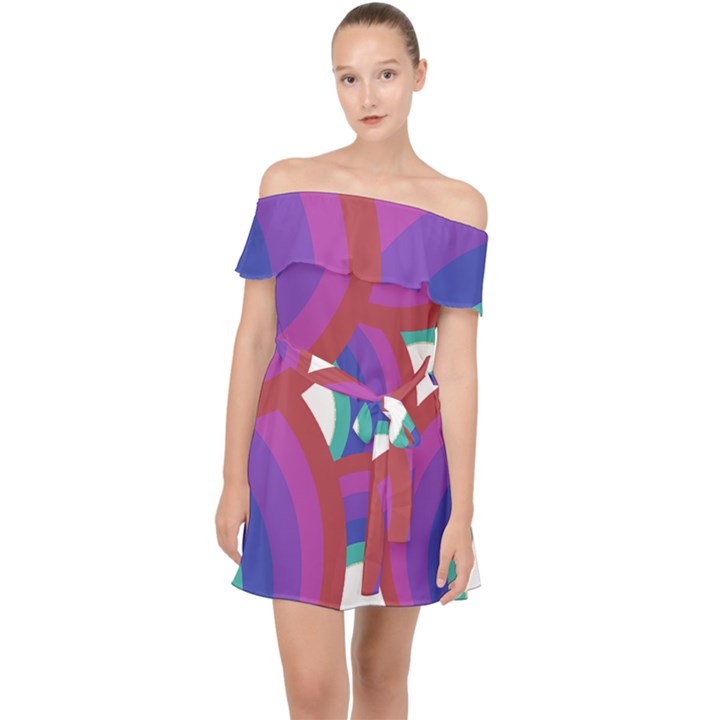 Rainbow T- Shirt Psychedelic Rainbow T- Shirt Off Shoulder Chiffon Dress