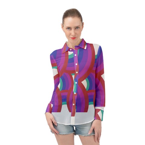 Rainbow T- Shirt Psychedelic Rainbow T- Shirt Long Sleeve Chiffon Shirt by maxcute