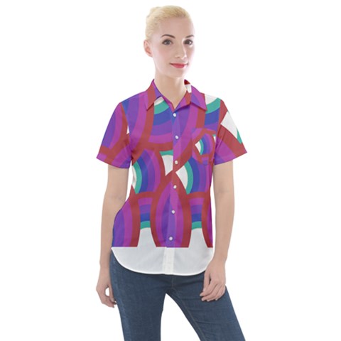 Rainbow T- Shirt Psychedelic Rainbow T- Shirt Women s Short Sleeve Pocket Shirt by maxcute