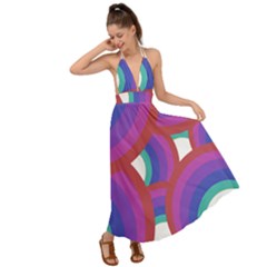 Rainbow T- Shirt Psychedelic Rainbow T- Shirt Backless Maxi Beach Dress by maxcute