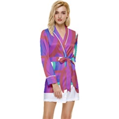 Rainbow T- Shirt Psychedelic Rainbow T- Shirt Long Sleeve Satin Robe by maxcute