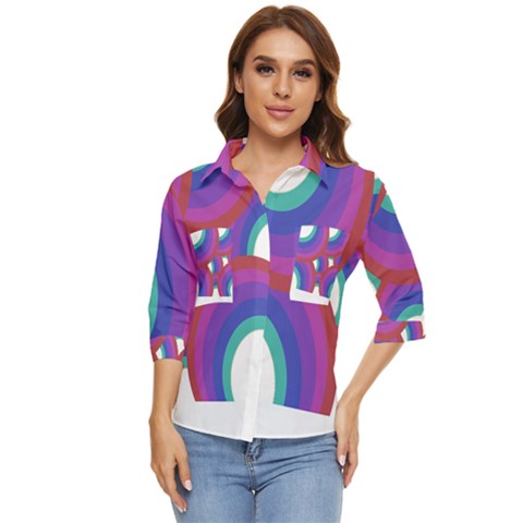 Rainbow T- Shirt Psychedelic Rainbow T- Shirt Women s Quarter Sleeve Pocket Shirt by maxcute