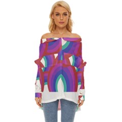 Rainbow T- Shirt Psychedelic Rainbow T- Shirt Off Shoulder Chiffon Pocket Shirt by maxcute