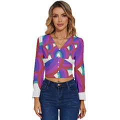 Rainbow T- Shirt Psychedelic Rainbow T- Shirt Long Sleeve V-neck Top