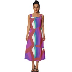 Rainbow T- Shirt Psychedelic Rainbow T- Shirt Square Neckline Tiered Midi Dress