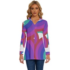 Rainbow T- Shirt Psychedelic Rainbow T- Shirt Long Sleeve Drawstring Hooded Top