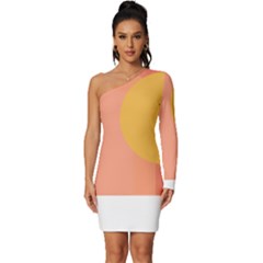 Rainbow T- Shirt Rainbow With Sun T- Shirt Long Sleeve One Shoulder Mini Dress