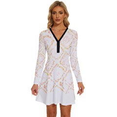 Rattlesnake T- Shirt Rattlesnake Skin T- Shirt Long Sleeve Deep V Mini Dress 