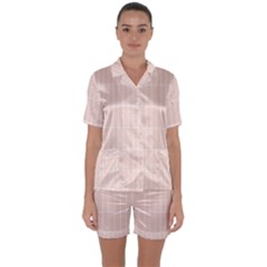 Rectangular Seamless Pattern T- Shirt Rectangular Grid Pattern - Pale Pink T- Shirt Satin Short Sleeve Pajamas Set by maxcute