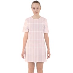 Rectangular Seamless Pattern T- Shirt Rectangular Grid Pattern - Pale Pink T- Shirt Sixties Short Sleeve Mini Dress by maxcute