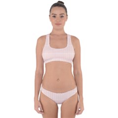 Rectangular Seamless Pattern T- Shirt Rectangular Grid Pattern - Pale Pink T- Shirt Cross Back Hipster Bikini Set by maxcute