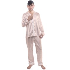 Rectangular Seamless Pattern T- Shirt Rectangular Grid Pattern - Pale Pink T- Shirt Men s Long Sleeve Satin Pajamas Set by maxcute